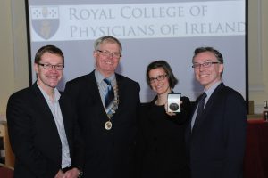 Royal Academy of Mediine in Ireland 11th St Luke's Young Investigators Award Prof Ken O'Halloran General Secretary RAMI, Dr Patrick O'Sullivan President RAMI,Dr Maria Prencipe Winner, Dr James Jones Editor in Chief IJMS.